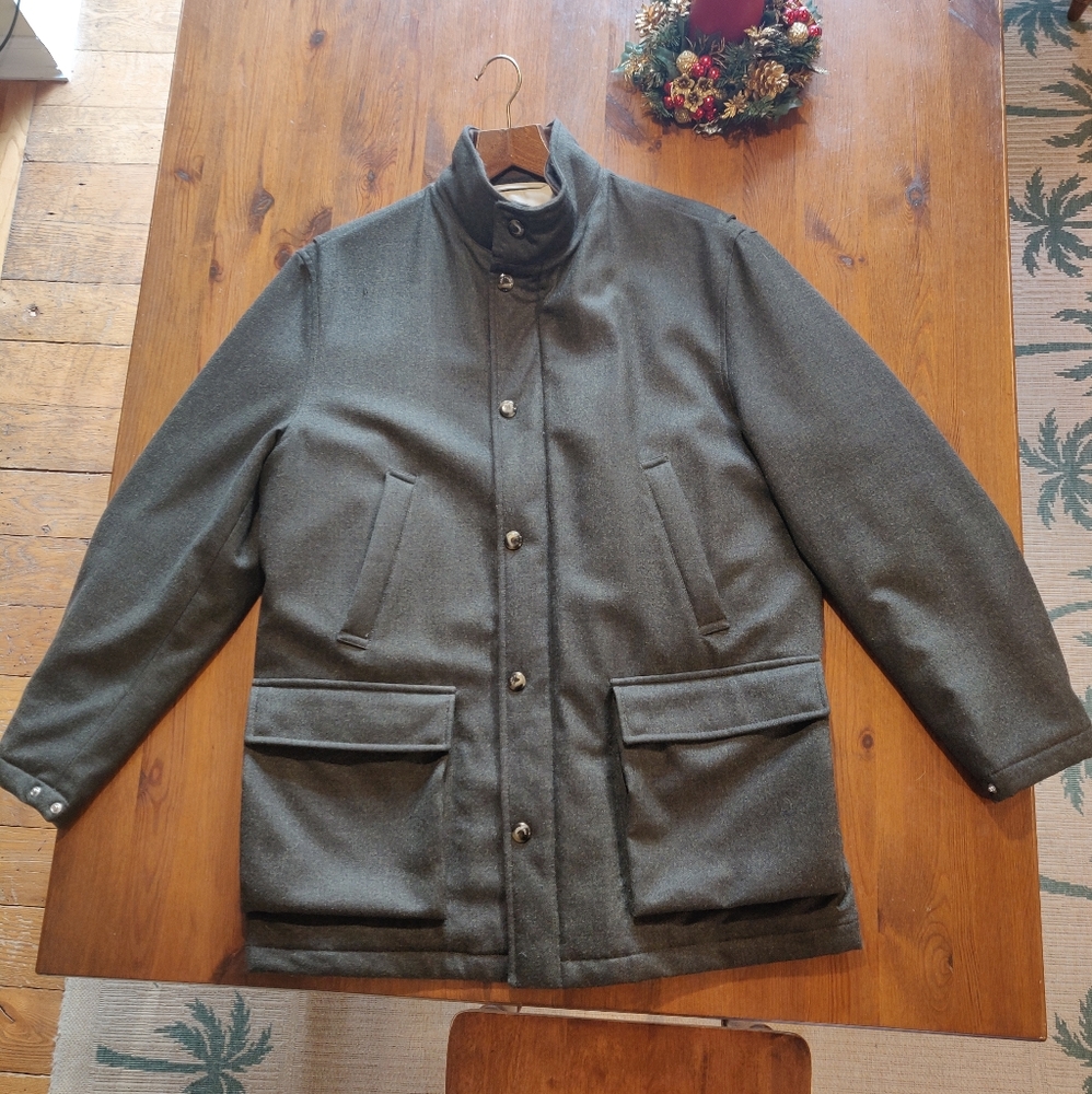 Loro Piana Virgin Wool Olive Colored Down Jacket Men's Medium